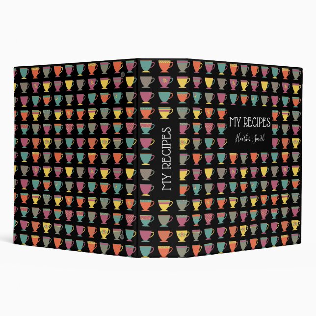 Classeur Tasses à café, tasses à thé noir livre de recettes (Arrière-plan)