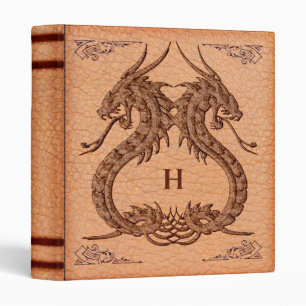 Classeur Tatouage Dragon Monogramme Cuir Aspect