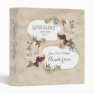 Classeur Taupe Floral Botanical arbre généalogique Album gé