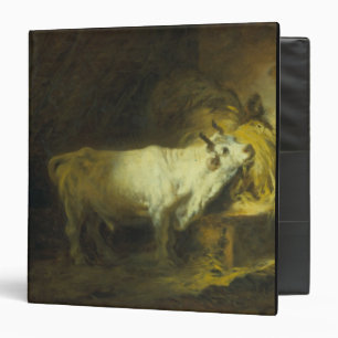 Classeur Taureau blanc dans le stable (huile sur la toile)