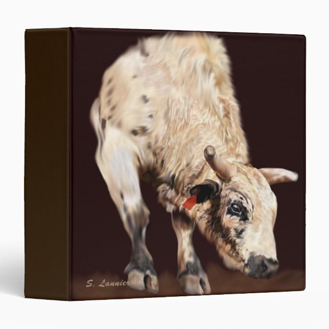 Classeur Taureau de rodéo blanc (Devant/Côté)