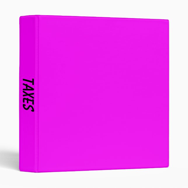 Classeur Taxes Fuchsia brillantes couleur solide moderne (Devant/Côté)