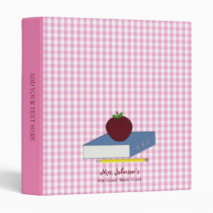 Classeur Teacher personnalisé En vichy rose