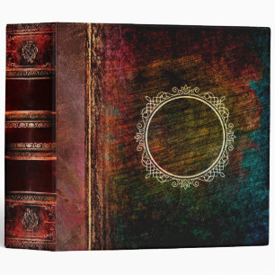 Classeur Teal rustique et tome antique de crête Brown d'or