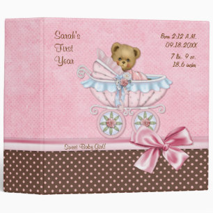 Classeur Teddy Carriage Pois - Baby Girl