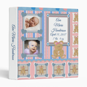 Classeur Teddy Ours rose Bleu Fille Bébé Album photo