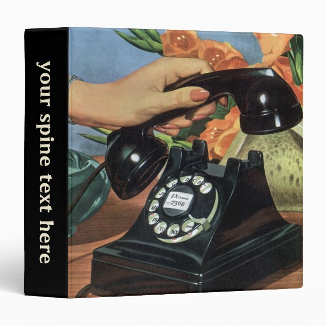 Classeur Téléphone rétro avec cadran Rotary, affaires Vinta (Devant/Côté)