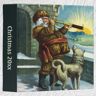 Classeur Téléscope Père Noël Noël Vintage Chien Coucher de