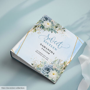 Classeur Tendance Boho Bleu Poussiéreux Floral Végétal Douc