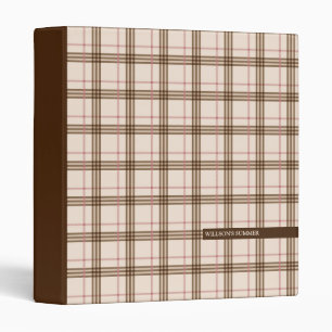 Classeur Tendance écossaise plaid beige brun rouge