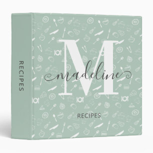 Classeur Tendance Monogramme Turquoise Ustensiles de cuisin