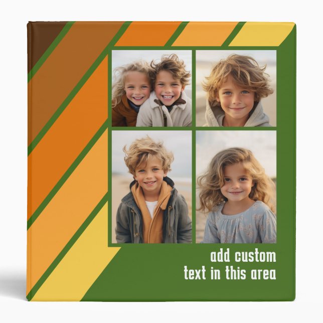Classeur Tendance Retro Stripes 4 Photo Collage - Avocado (Devant)