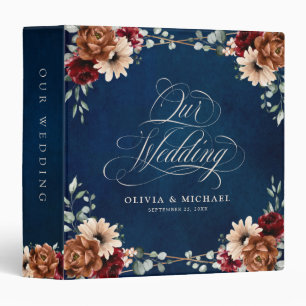 Classeur Terracotta Marine Bleu Bourgogne Mariage géométriq