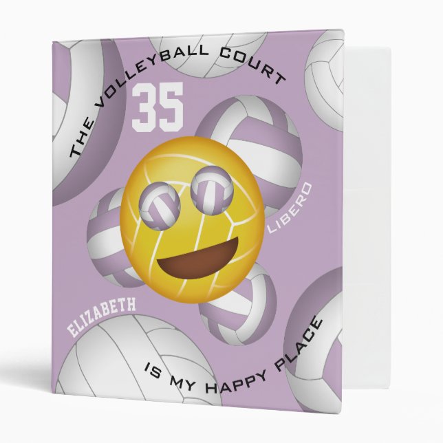 Classeur terrain de volley-ball heureux lieu vball émoji (Devant/intérieur)