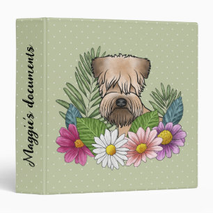 Classeur Terrier Wheaten à poil doux avec fleurs et texte