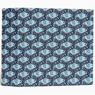 Classeur Tessellation d'oiseau et de papillon dans le bleu