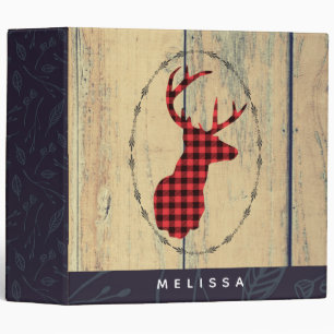 Classeur Tête de cerf avec Antlers - Red Plaid Rustic