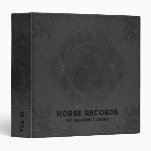 Classeur Tête de cheval en cuir gris foncé vintage embossé