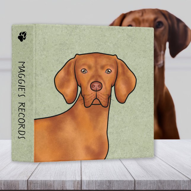 Classeur Tête de chien Vizsla hongroise avec vert texte (Créateur téléchargé)
