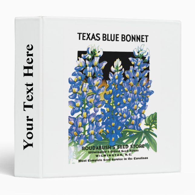 Classeur Texas Blue Bonnet Étiquette de paquets de semences (Devant/Côté)
