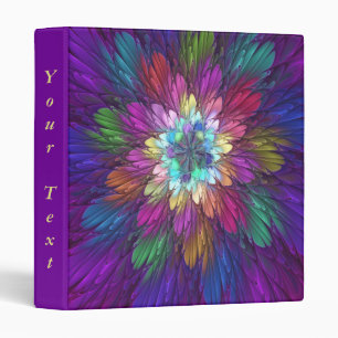 Classeur Texte abstrait fractal de fleur psychédélique colo