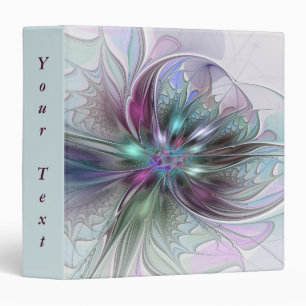 Classeur Texte de fleur d'art fractal moderne abstrait colo