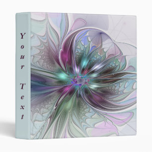 Classeur Texte de fleur d'art fractal moderne abstrait colo