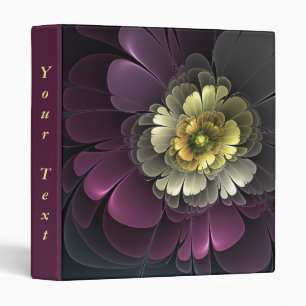 Classeur Texte de fleur grise et pourpre moderne abstrait