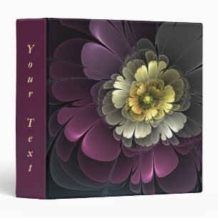 Classeur Texte de fleur grise et pourpre moderne abstrait