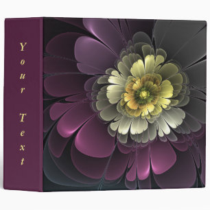 Classeur Texte de fleur grise khaki pourpre moderne abstrai
