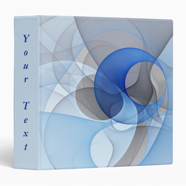 Classeur Texte graphique de l'art Abstrait gris bleu fracta (Devant/Côté)