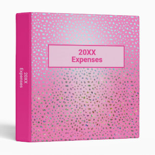 Classeur Texte personnalisé Paillettes Imprimé Guépard Rose