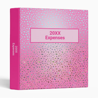 Classeur Texte personnalisé Paillettes Imprimé Guépard Rose