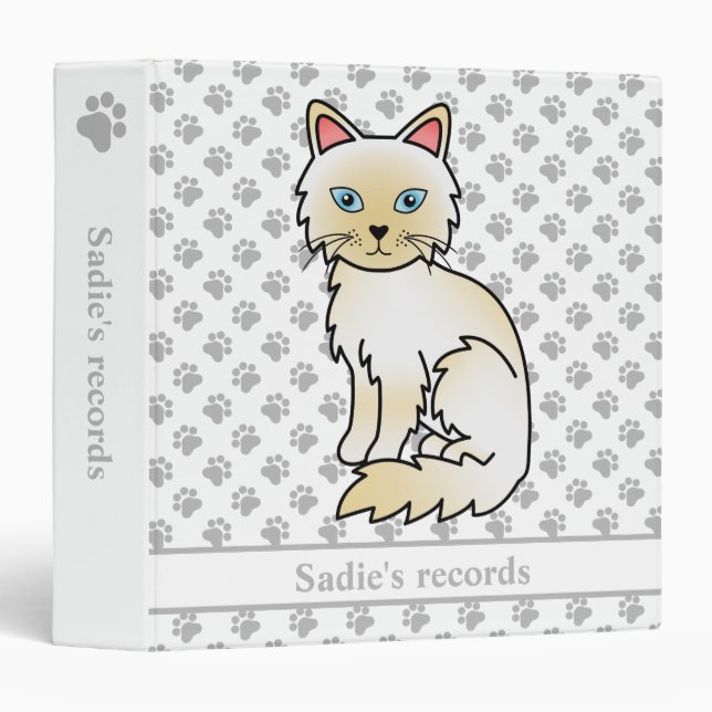 Classeur Texte sur les chats et les dossiers de chats Birma (Devant/Côté)