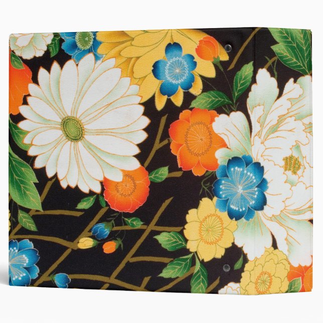 Classeur Textile japonais vintage, Floral (Dos/Côté)