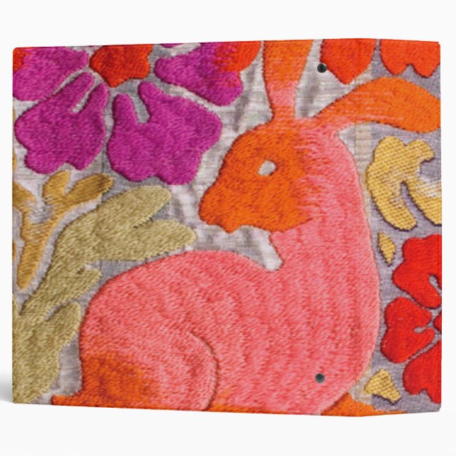 Classeur Textile japonais vintage, Motif lapin (Dos/Côté)