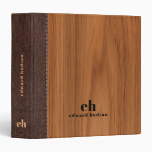 Classeur texture bois acajou texture cuir brun deux