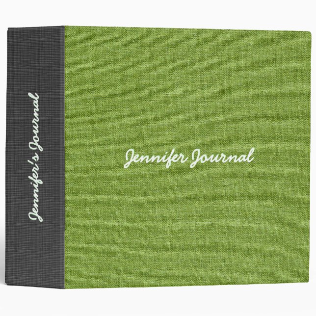Classeur Texture Burlap de lin vert (Devant/Côté)