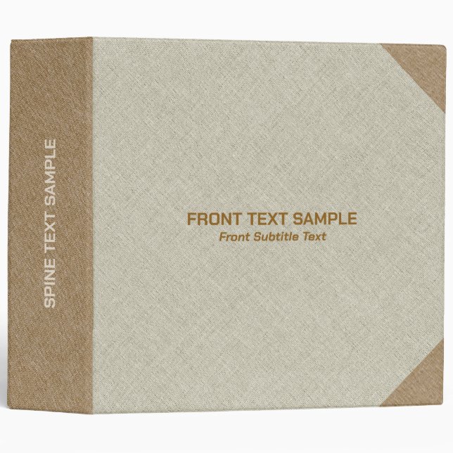 Classeur Texture de lin beige teinte brune (Devant/Côté)
