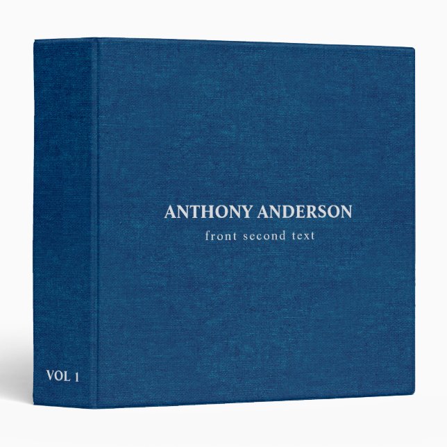 Classeur Texture de lin bleu foncé (Devant/Côté)