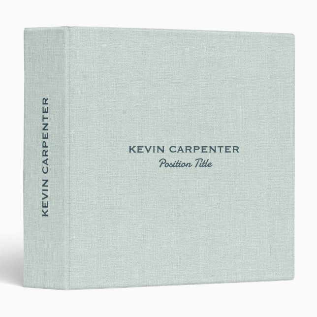 Classeur Texture de lin naturel bleu-vert pâle (Devant/Côté)