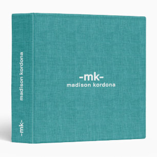 Classeur Texture de lin turquoise typographie marron simple