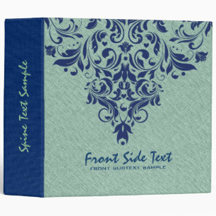Classeur Texture de lin vert menthe dentelle florale bleu r