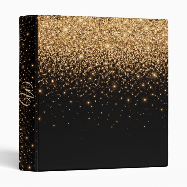 Classeur Texture de luxe élégant avec paillettes dorées     (Devant/Côté)