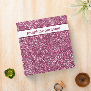 Classeur Texture de scintillement rose faux avec nom person