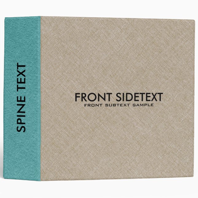 Classeur Texture du Burlap de lin beige et bleu-vert (Devant/Côté)