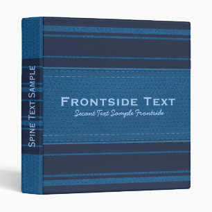 Classeur Texture en cuir bleu vintage et bandes bleu marine