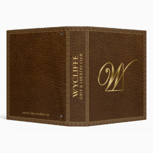 Classeur Texture en cuir Brown Accents or