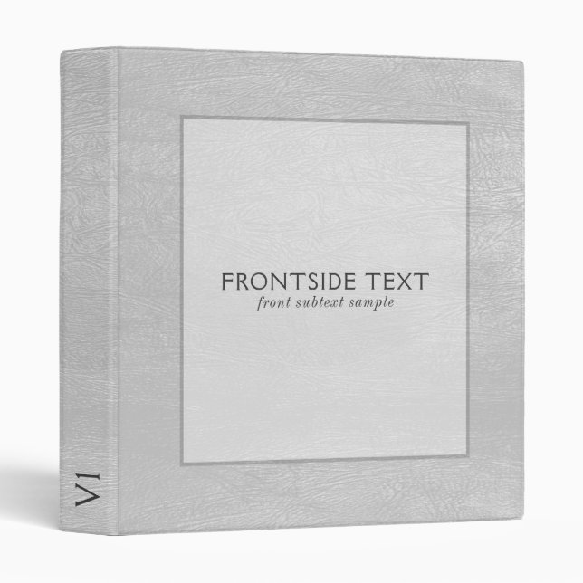 Classeur Texture en cuir gris clair Faux (Devant/Côté)