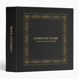 Classeur Texture en cuir noir Elegant Or Vintage Cadre